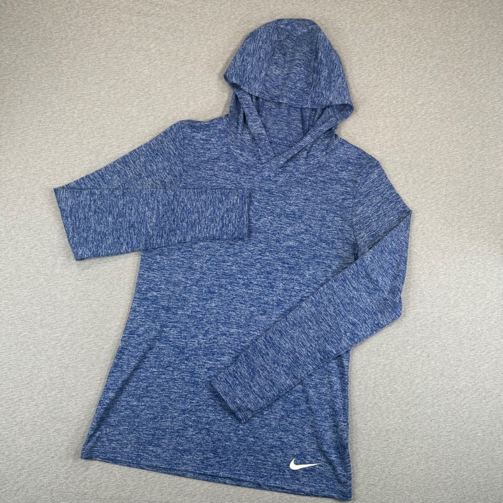 Nike Hoodie Womens XS Blue Heathered Space Dye Long Sleeve Pullover Dri-FIT